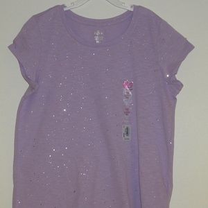 GIRLS LAVENDER TEE WITH SPARKLES, SIZE 16, NEW